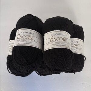 NWT! Plymouth Yarns Black Encore Yarn | 5 Skeins